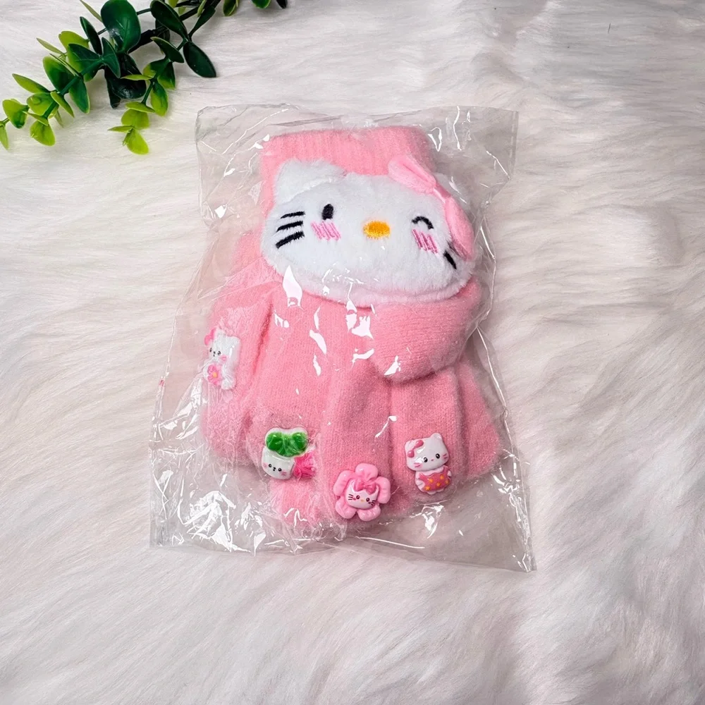 Cute‎ Hello Kitty Kids Fuzzy Gloves